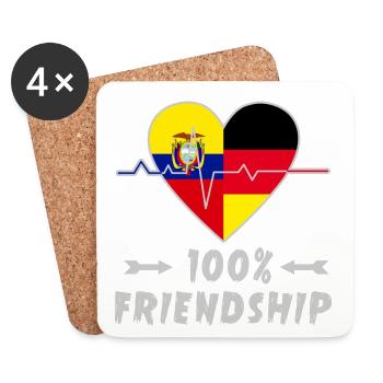 Ecuador und Deutschland 100% Freundschaft - Untersetzer (4er-Set) - Weiß - Vorne