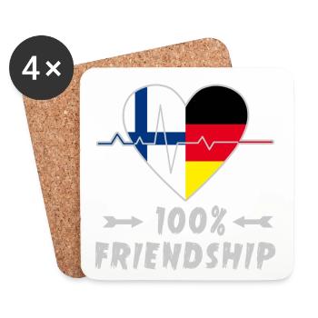 100 % amitié entre la Finlande et l'Allemagne - Dessous de verre (lot de 4) - blanc - Devant