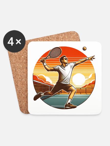 Tennisschaukel bei Sonnenuntergang - Untersetzer (4er-Set) - Weiß