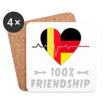 La Belgique et l'Allemagne : amitié à 100 % - Dessous de verre (lot de 4) - blanc - Devant