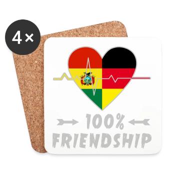 La Bolivie et l'Allemagne : amitié à 100 % - Dessous de verre (lot de 4) - blanc - Devant