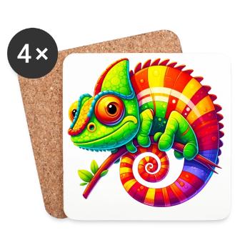 Caméléon - Dessous de verre (lot de 4) - blanc - Devant