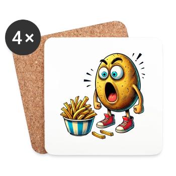 Design amusant de pommes de terre frites - Dessous de verre (lot de 4) - blanc - Devant