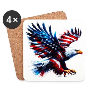 Eagle Flag USA USA American - Coasters (set of 4) - white - Front