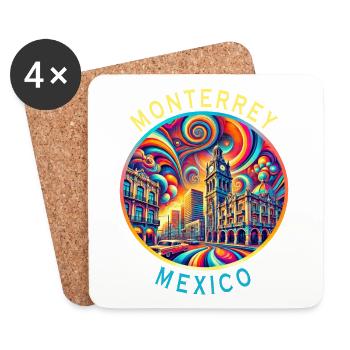 Monterrey, villes de Mexico, art et design - Dessous de verre (lot de 4) - blanc - Devant