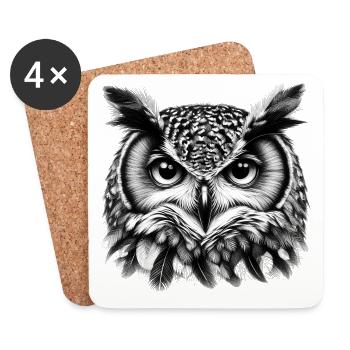 Owl - Coasters (set of 4) - white - Front