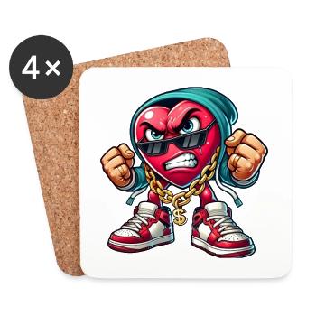 Böses Herz Gangster Design - Untersetzer (4er-Set) - Weiß - Vorne
