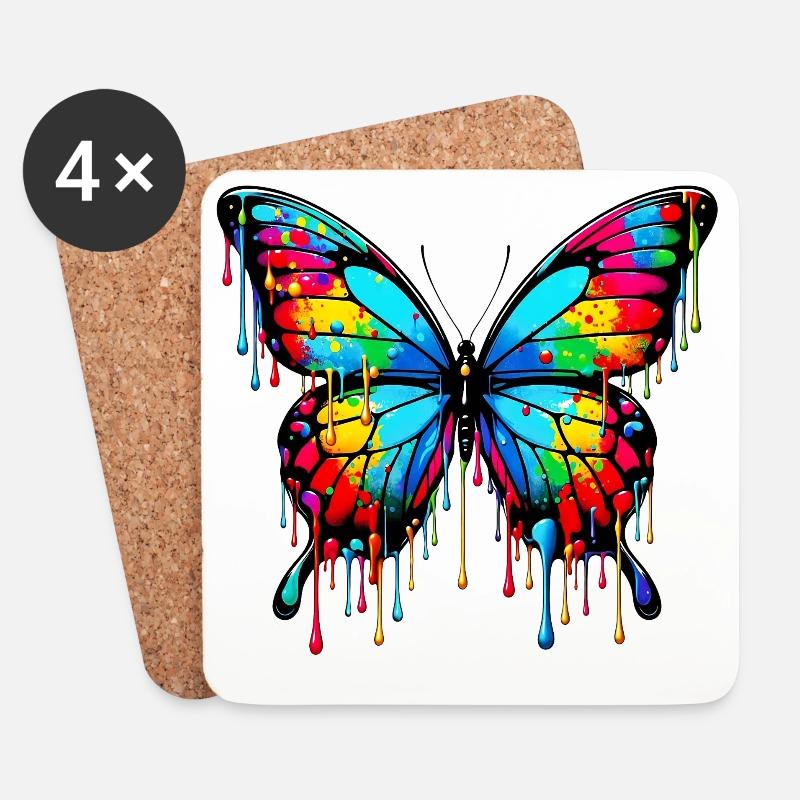 Schmetterling - Untersetzer (4er-Set) - Weiß