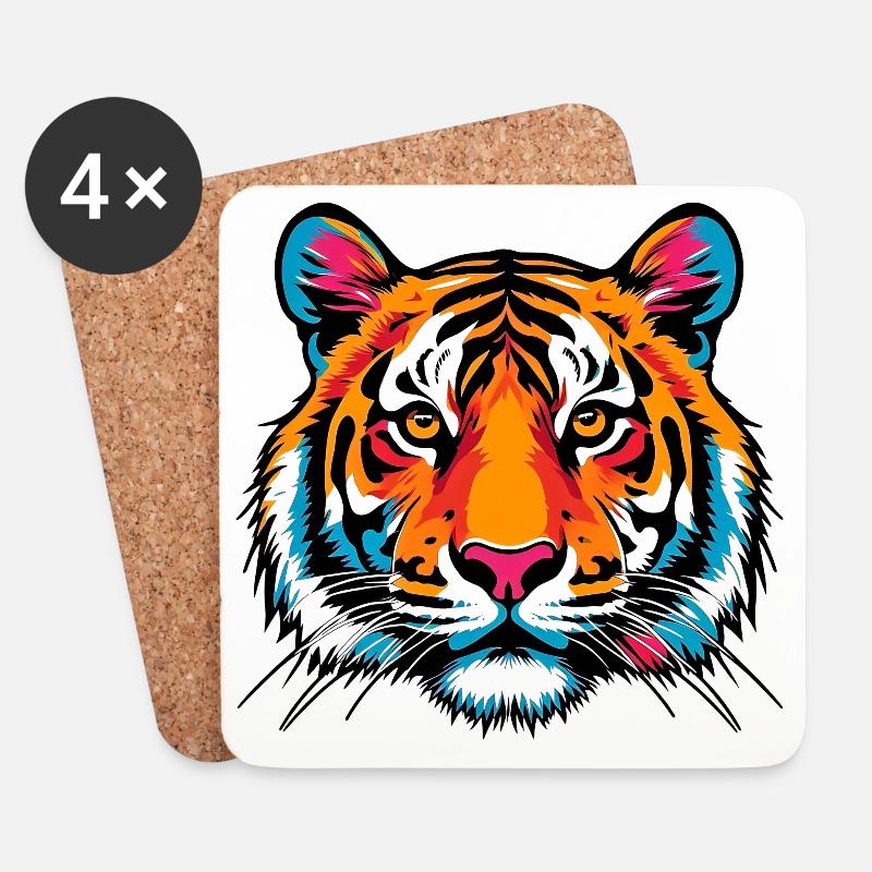 Tiger - Untersetzer (4er-Set) - Weiß