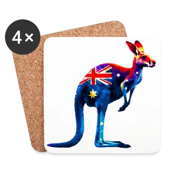 Kangaroo - Coasters (set of 4) - white - Front