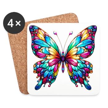 Schmetterling - Untersetzer (4er-Set) - Weiß - Vorne