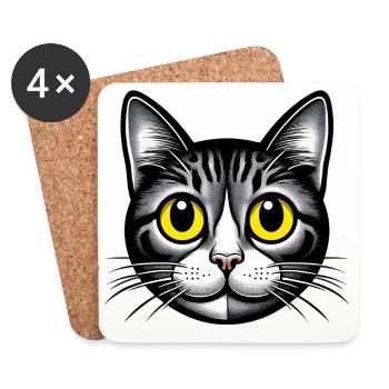 Chat - Dessous de verre (lot de 4) - blanc - Devant