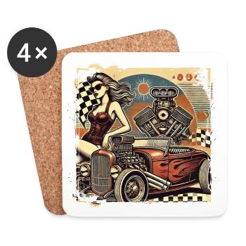 Tuning Hot Rod Design - Untersetzer (4er-Set) - Weiß - Vorne