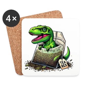 Dinosaure T-rex Tea Rex - Dessous de verre (lot de 4) - blanc - Devant