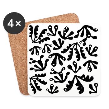 Abstrakte Koralle L Schwarz L Subtile Grunge-Textur - Untersetzer (4er-Set) - Weiß - Vorne