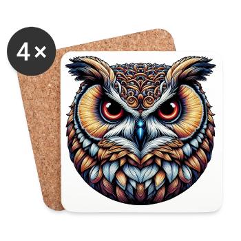 Hibou - Dessous de verre (lot de 4) - blanc - Devant