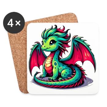 Drache - Untersetzer (4er-Set) - Weiß - Vorne