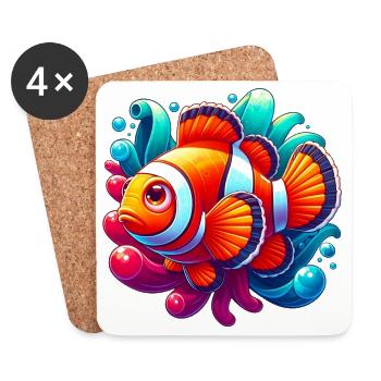 Clownfische - Untersetzer (4er-Set) - Weiß - Vorne