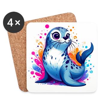 Seal - Coasters (set of 4) - white - Front