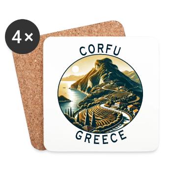 Korfu Griechenland Insel Design - Untersetzer (4er-Set) - Weiß - Vorne