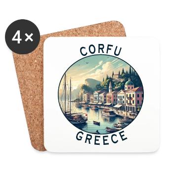 Design de voyage à Corfou en Grèce - Dessous de verre (lot de 4) - blanc - Devant