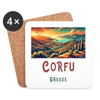 Korfu Griechenland Landschaft Design - Untersetzer (4er-Set) - Weiß - Vorne