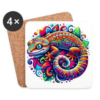 Gecko - Coasters (set of 4) - white - Front