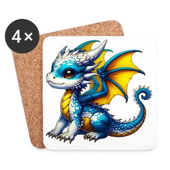 Drache - Untersetzer (4er-Set) - Weiß - Vorne