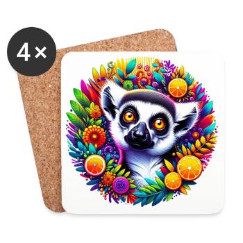 Lemur - Untersetzer (4er-Set) - Weiß - Vorne