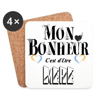 Mon Bonheur Etre Mère - Dessous de verre (lot de 4) - blanc - Devant