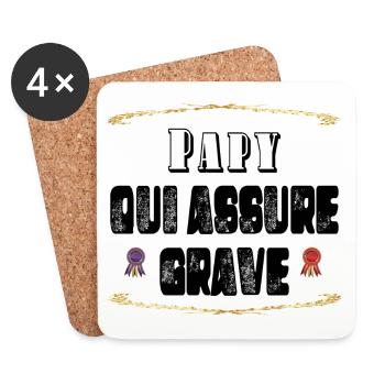 Papy Qui Assure Grave - Dessous de verre (lot de 4) - blanc - Devant