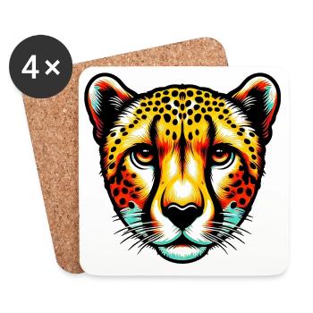 Guépard - Dessous de verre (lot de 4) - blanc - Devant