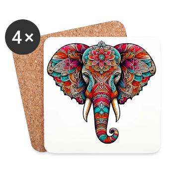 Éléphant - Dessous de verre (lot de 4) - blanc - Devant