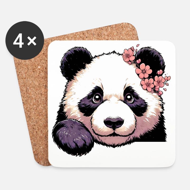 Panda - Untersetzer (4er-Set) - Weiß