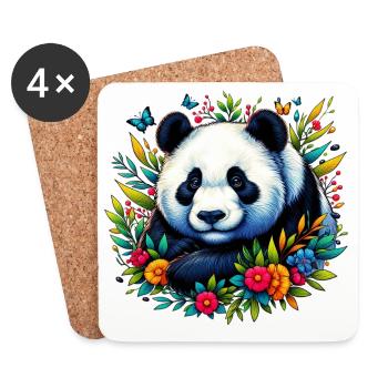 Panda - Dessous de verre (lot de 4) - blanc - Devant