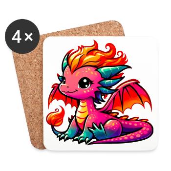 Drache - Untersetzer (4er-Set) - Weiß - Vorne