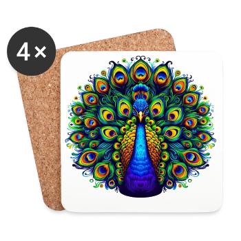 Paon - Dessous de verre (lot de 4) - blanc - Devant
