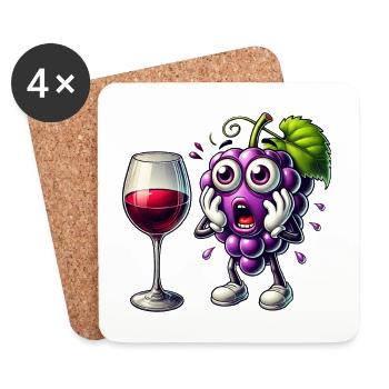 Funny wine grape design - Coasters (set of 4) - white - Front