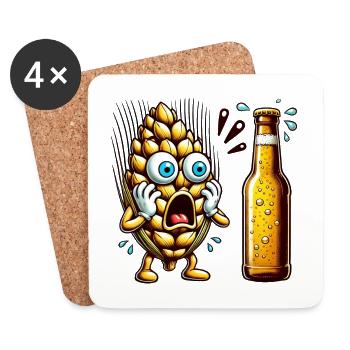 Lustige Bier Hopfen Design - Untersetzer (4er-Set) - Weiß - Vorne