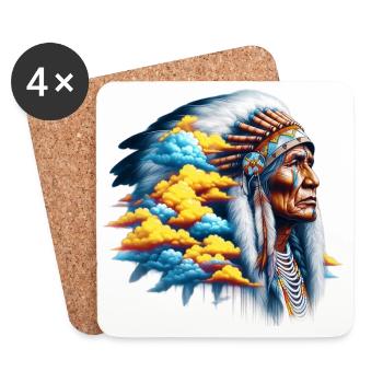 Amérindien Américain - Dessous de verre (lot de 4) - blanc - Devant