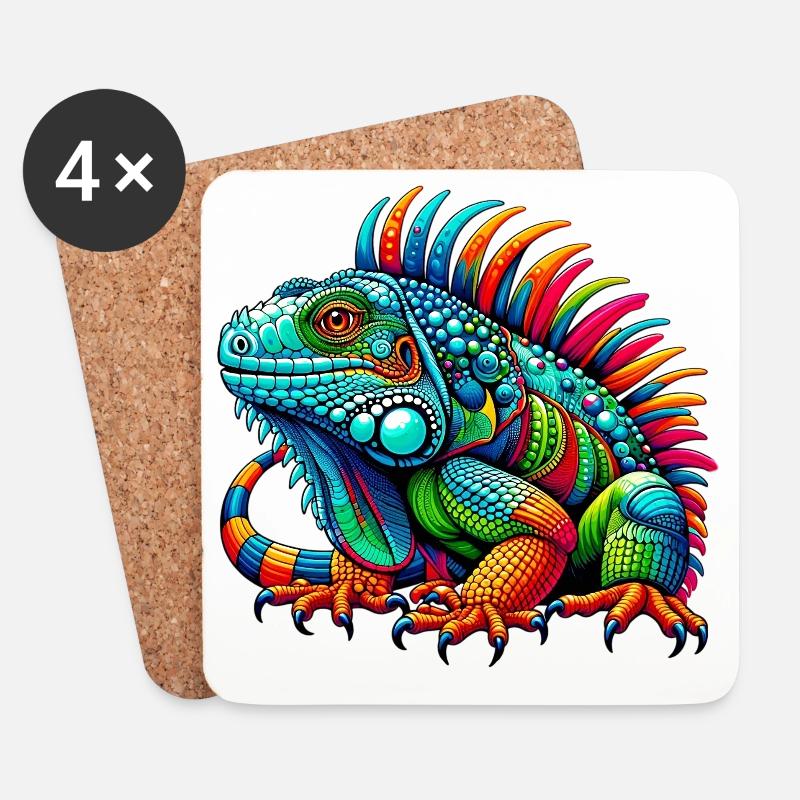 Leguan - Untersetzer (4er-Set) - Weiß