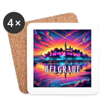 Belgrade Serbia Balkan Design - Coasters (set of 4) - white - Front