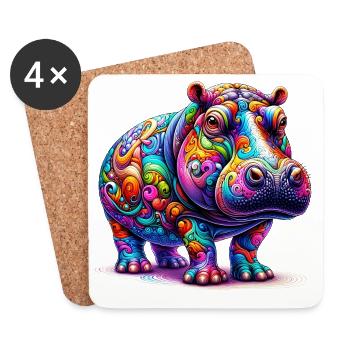 Hippopotamus - Coasters (set of 4) - white - Front