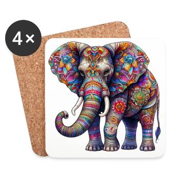 Elefant - Untersetzer (4er-Set) - Weiß - Vorne