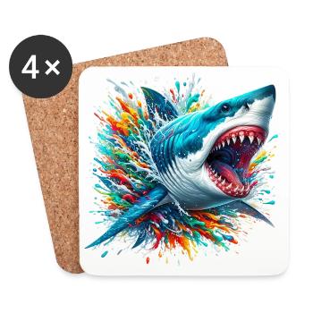 Requin - Dessous de verre (lot de 4) - blanc - Devant