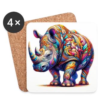 Rhinocéros - Dessous de verre (lot de 4) - blanc - Devant