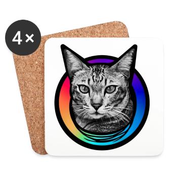 Regenbogen-Katze - Untersetzer (4er-Set) - Weiß - Vorne