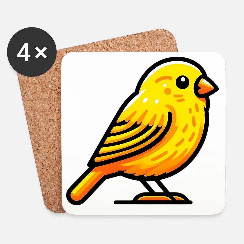 Kanarienvogel - Untersetzer (4er-Set) - Weiß