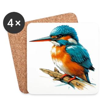 Martin-pêcheur - Dessous de verre (lot de 4) - blanc - Devant
