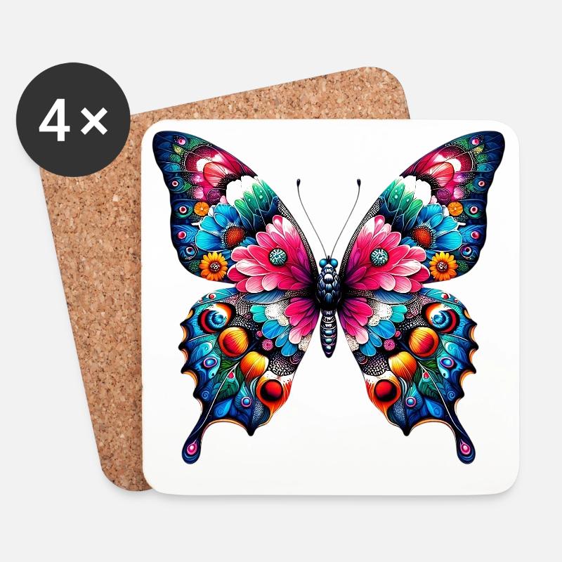 Schmetterling - Untersetzer (4er-Set) - Weiß